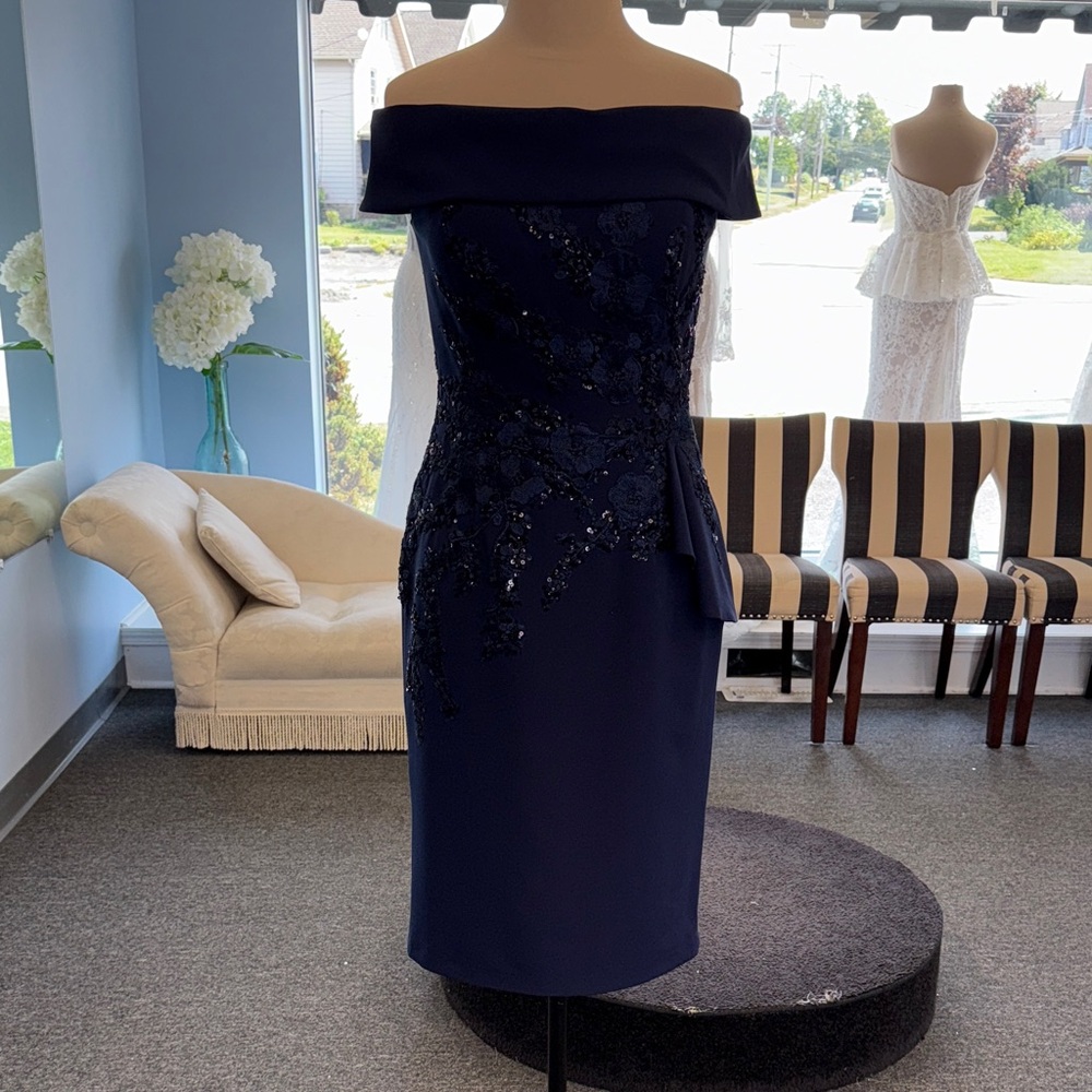 Elegant Navy Off-Shoulder Dress